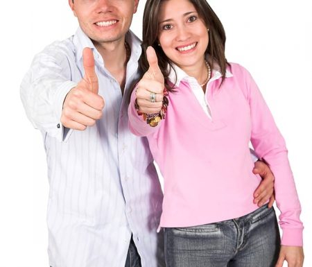 couple with thumbs up
