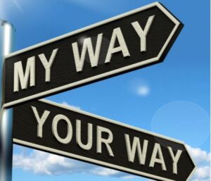 two signs one says "My way" and the other says "Your way"